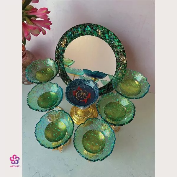 آینه همراه با بیس چوبی (آیینه ، ایینه)