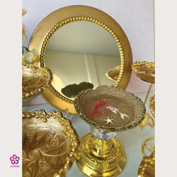 آینه همراه با بیس چوبی (آیینه ، ایینه)